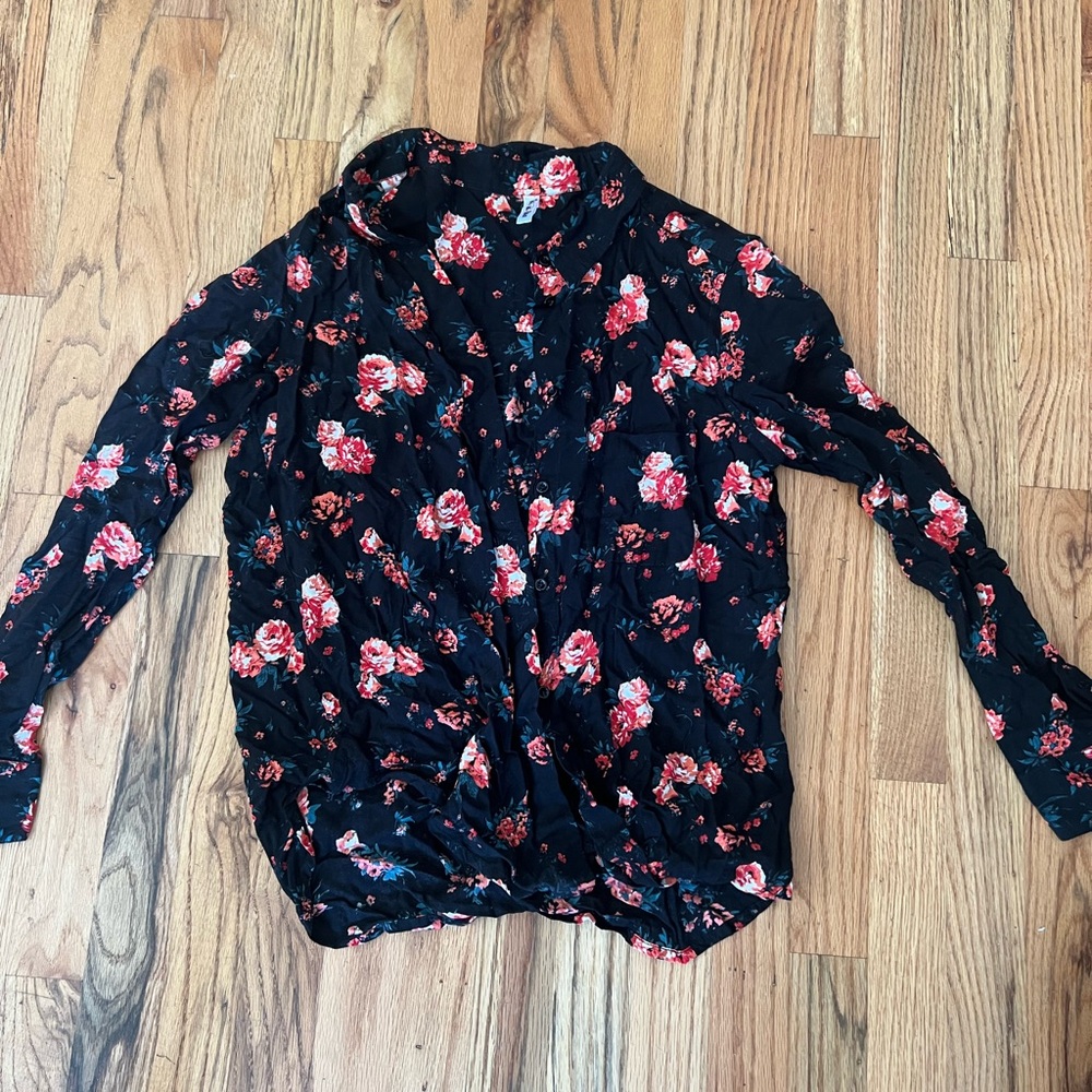 Rat & Boa Blue Button Down Shirt with Peter Pan Collar